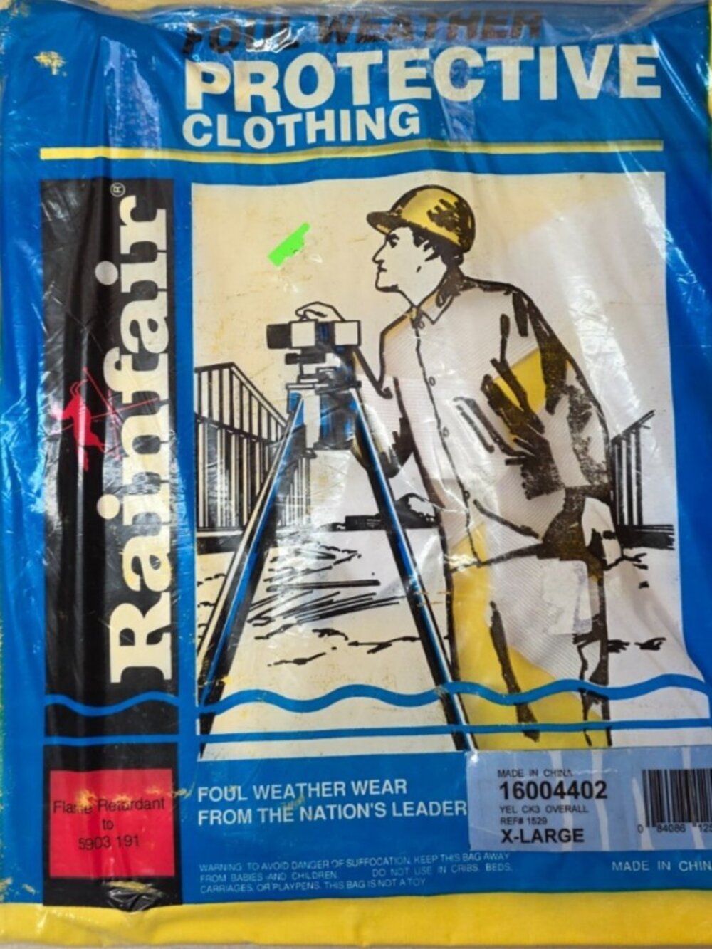 Rainfair Protective Foul Weather FR Clothing Yellow Waterproof BIB OVERALL